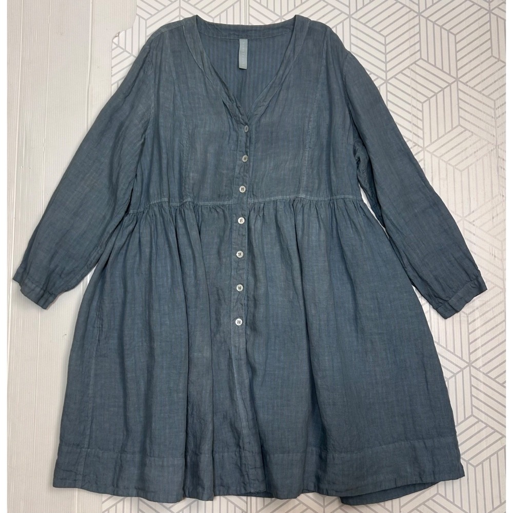 Home frocks Hand made size  S Linen Button Tie Dress Jacket Tunic Lagenlook z